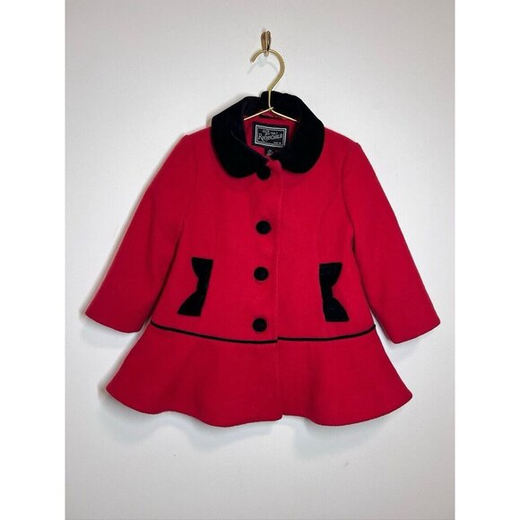 Rothschild Red And Black coat girls wool 3T Bows Holiday Classic - Picture 1 of 14